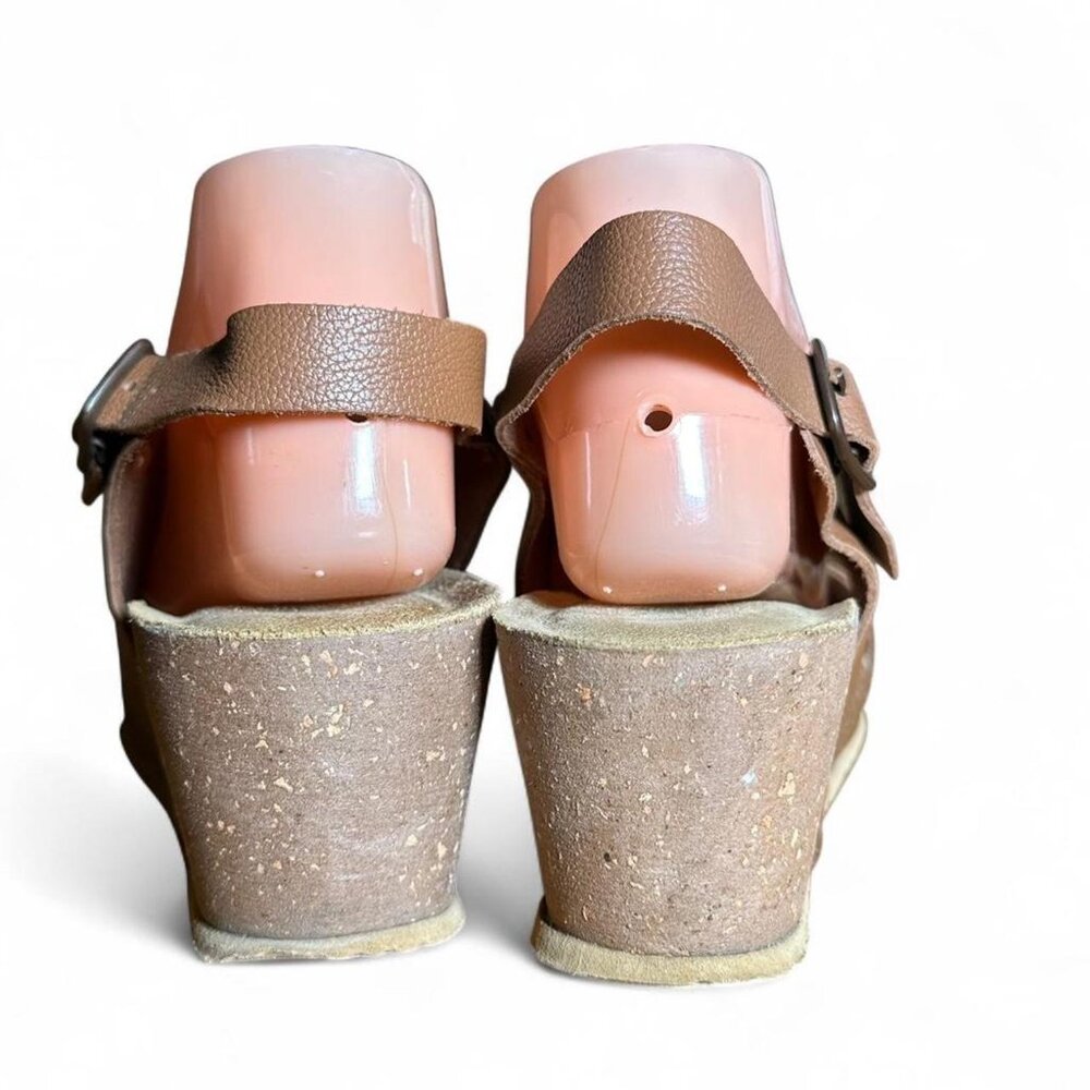 Bionatura Easy Tessa Brown Leather Cork Wedge Sandals Women's 9.5 US 41 EU - Picture 3 of 7